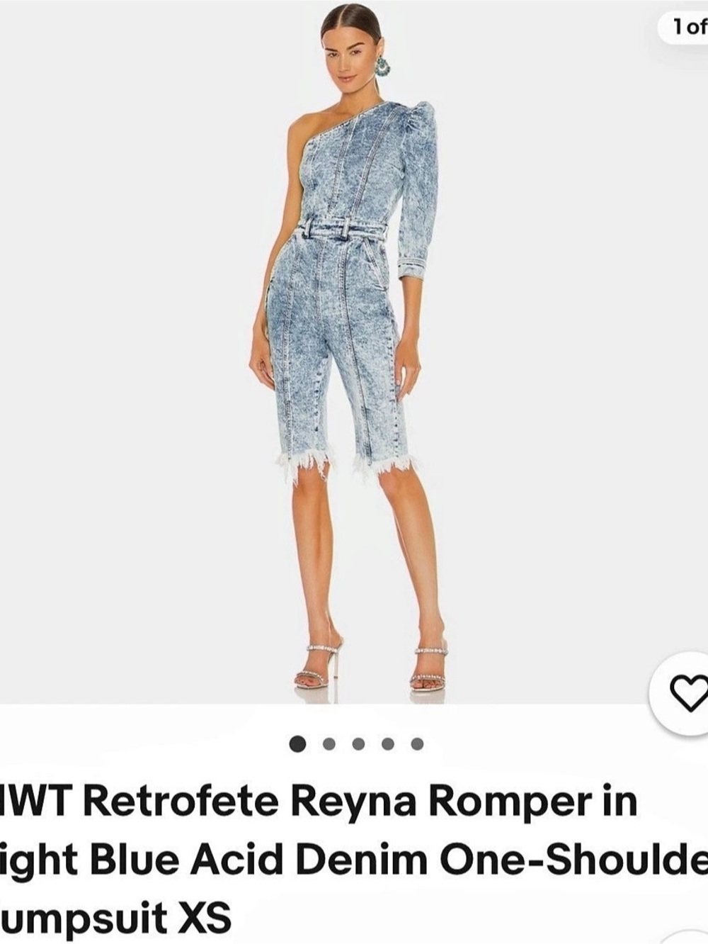 Retrofete Reyna Romper One-Shoulder Denim Romper XS